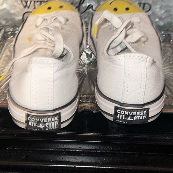 White Sneakers with Yellow Smiley Face- Converse - Picture 4 of 6